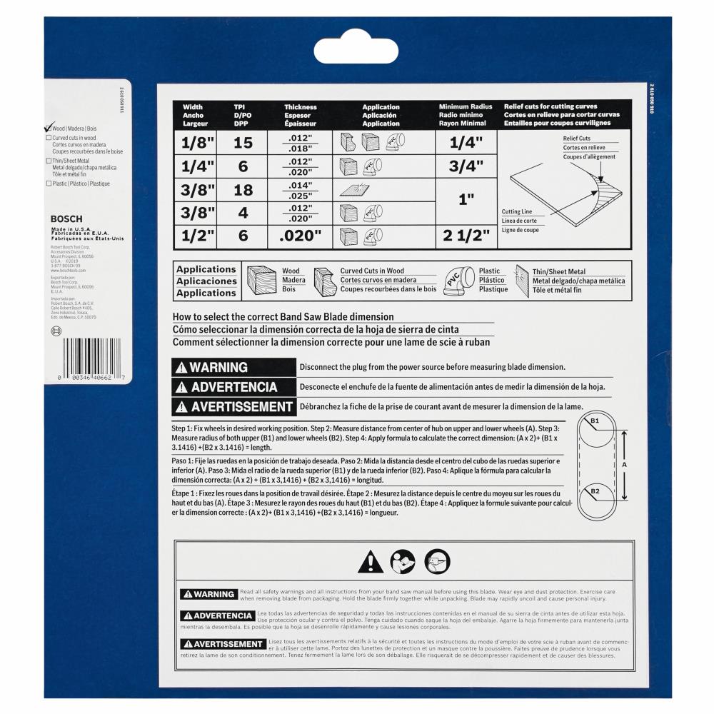 Bosch 93-1/2-in L x 1/4-in W x 6-TPI Carbon 14-in Stationary Band Saw Blade