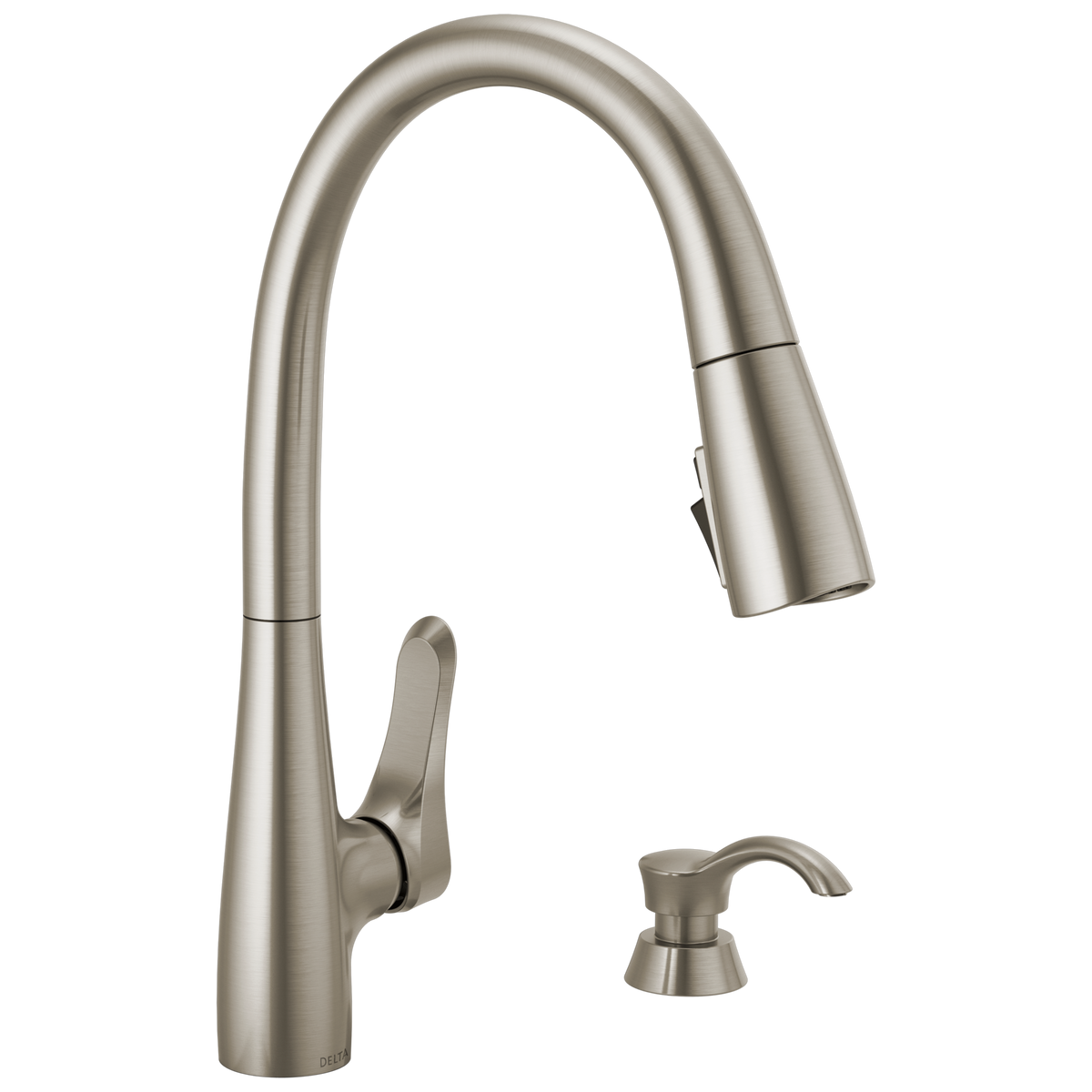 Delta Dunsley SpotShield Stainless 1-Handle Pull-Down Kitchen Faucet with Deck Plate & Soap Dispenser