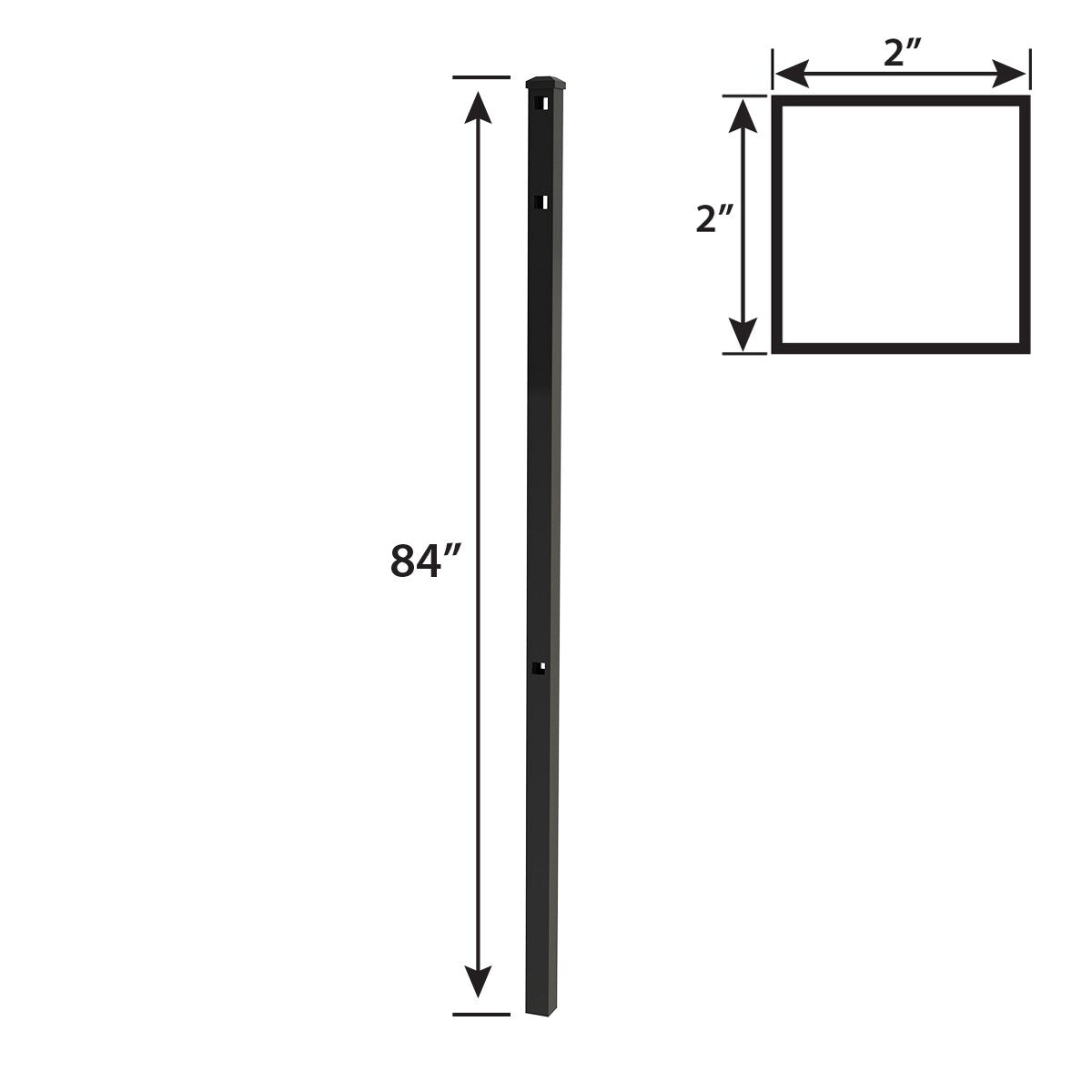 Ironcraft Berkshire 6-ft H x 2-in W Black Powder Coat Aluminum Flat-top Yard Line Fence Post