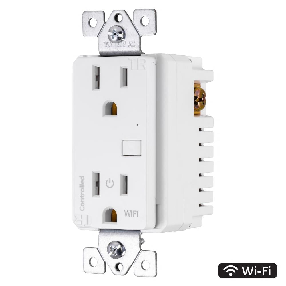 GE myTouchSmart Wi‑Fi Smart Duplex Outlet, 15A, White (Model 40795-S1)