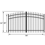 Ironcraft Orleans 4-ft H x 8-ft W Black Powder-coated Aluminum Spaced Picket Pressed-point Yard Fence Gate