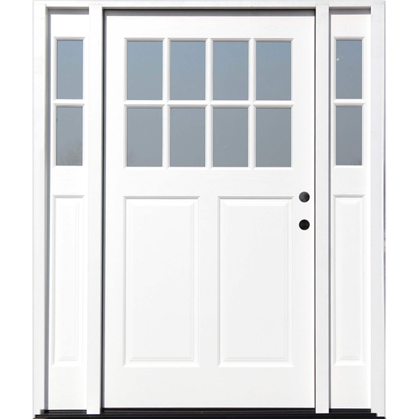 Creative Entryways Craftsman 2/3 Lite Painted Prehung Front Door with Sidelights and Brickmould