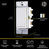 GE myTouchSmart Wi‑Fi Smart 15‑Amp 3‑Way Light Switch, White/Light Almond, Residential/Commercial