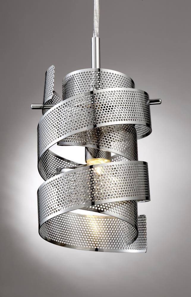 Quoizel Lace Polished Chrome Transitional Cylinder Mini Pendant Light, 1-Light