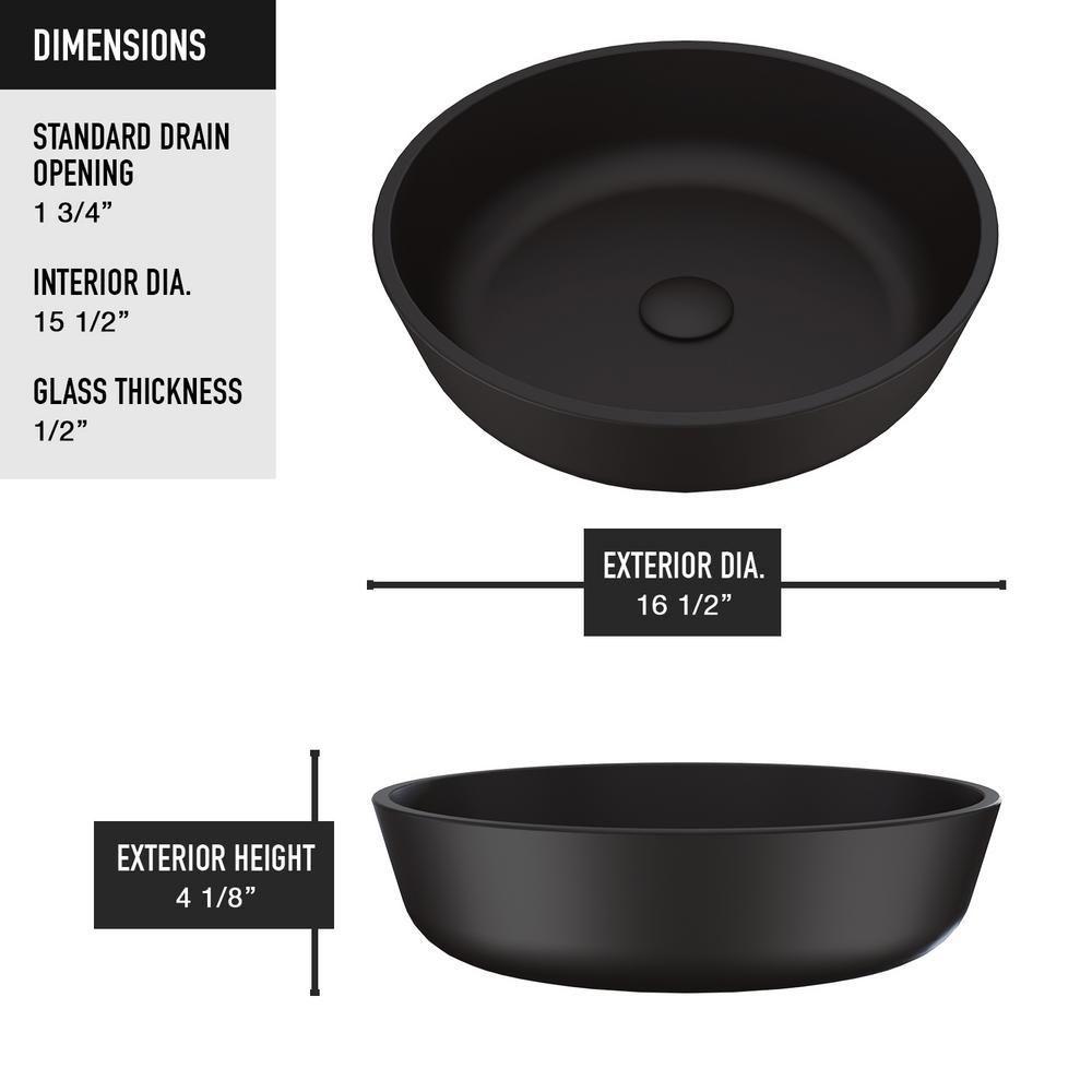 Black Round Modus MatteShell Glass Bathroom Vessel Sink - Super Arbor