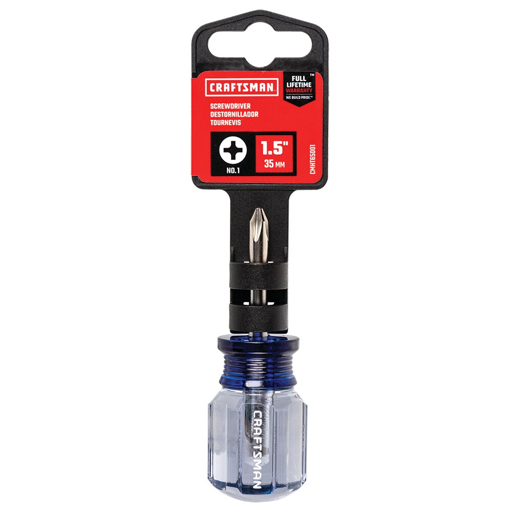 CRAFTSMAN Acetate Handle #2 Phillips Screwdriver, 1.5-in Stubby Shaft