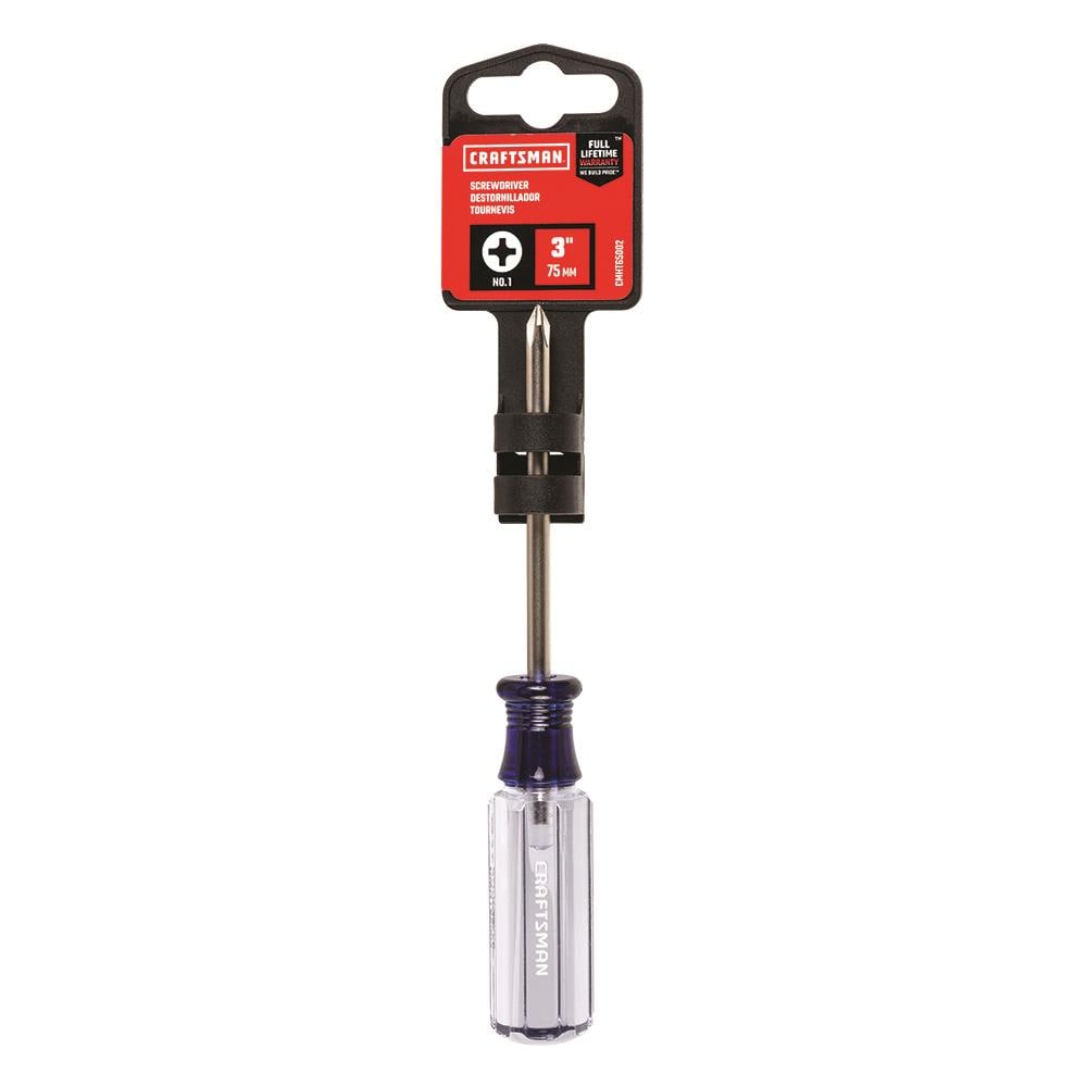 CRAFTSMAN Acetate Handle #1 x 3-in Phillips Screwdriver, CMHT65002