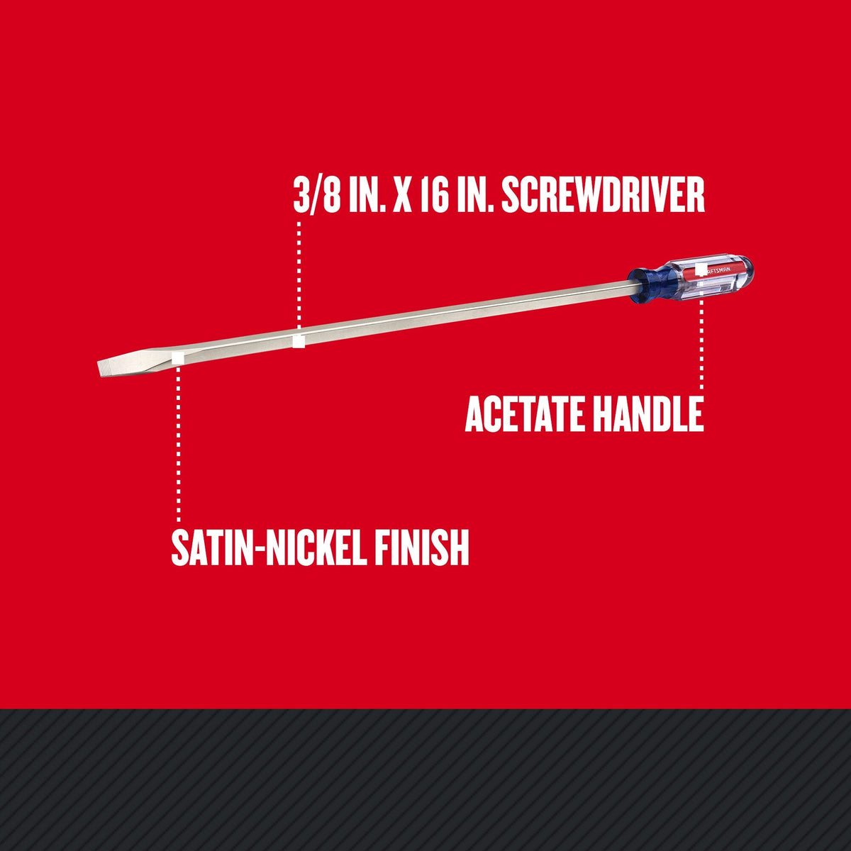 CRAFTSMAN Acetate Handle Flathead Screwdriver, 3/8-in x 16-in