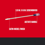 CRAFTSMAN Acetate Handle Flathead Screwdriver, 3/8-in x 16-in