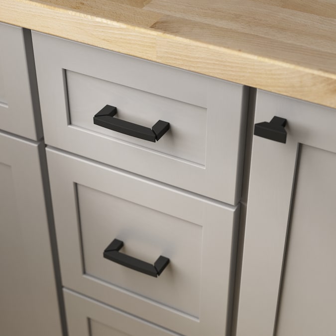 Brainerd Carved Corner 3-in (76mm) Center to Center Matte Black Rectangular Handle Drawer Pull