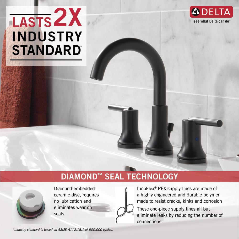 Trinsic 8 in. Widespread 2-Handle Bathroom Faucet with Metal Drain Assembly in Matte Black - Super Arbor