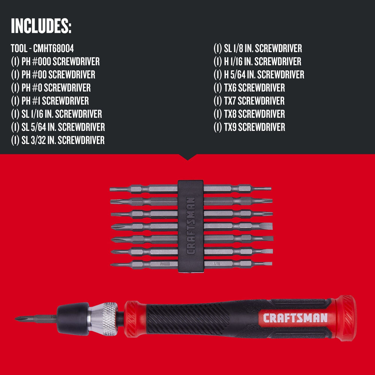 CRAFTSMAN Precision 14-Piece Bi-Material Handle Multi-Bit Screwdriver Set