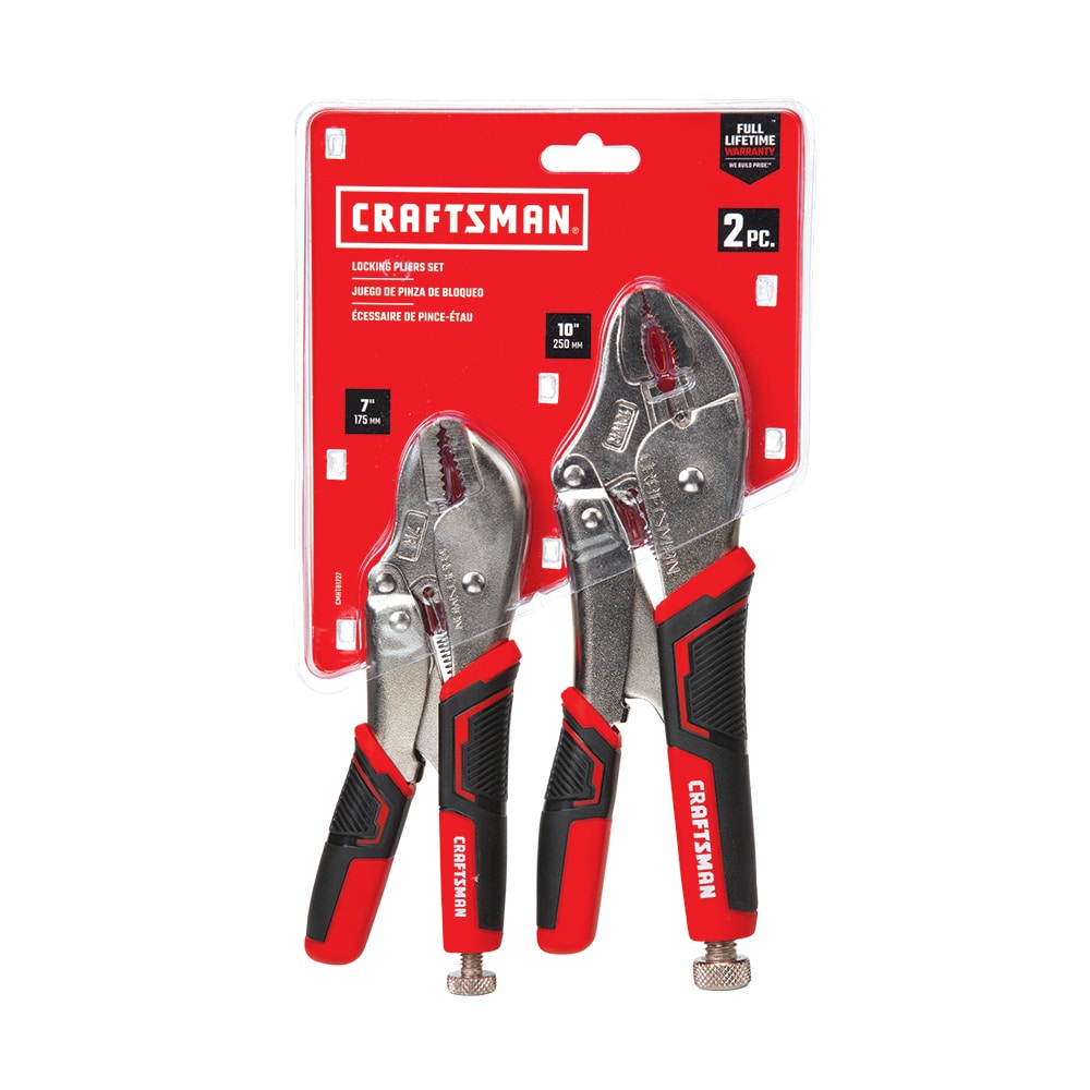 CRAFTSMAN 2‑Pack Locking Plier Set, 10-in and 7-in Straight Jaw