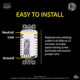 GE myTouchSmart Wi‑Fi Smart Duplex Outlet, 15A, White (Model 40795-S1)