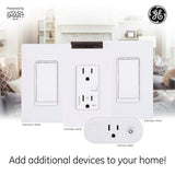 GE myTouchSmart Wi‑Fi Smart Duplex Outlet, 15A, White (Model 40795-S1)