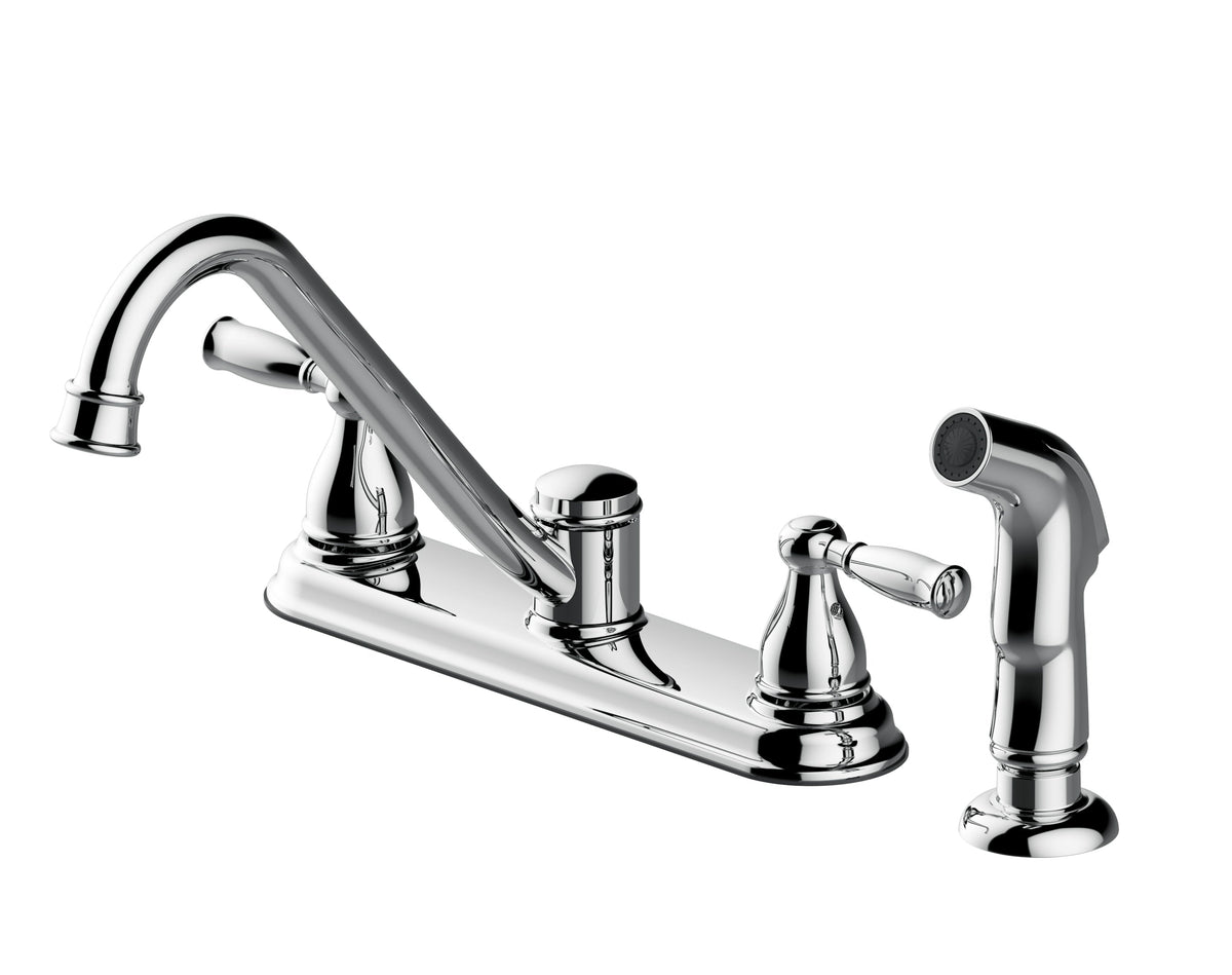 Project Source Brice Chrome 2-Handle Deck-Mount Low-Arc Kitchen Faucet with Side Sprayer and Deck Plate