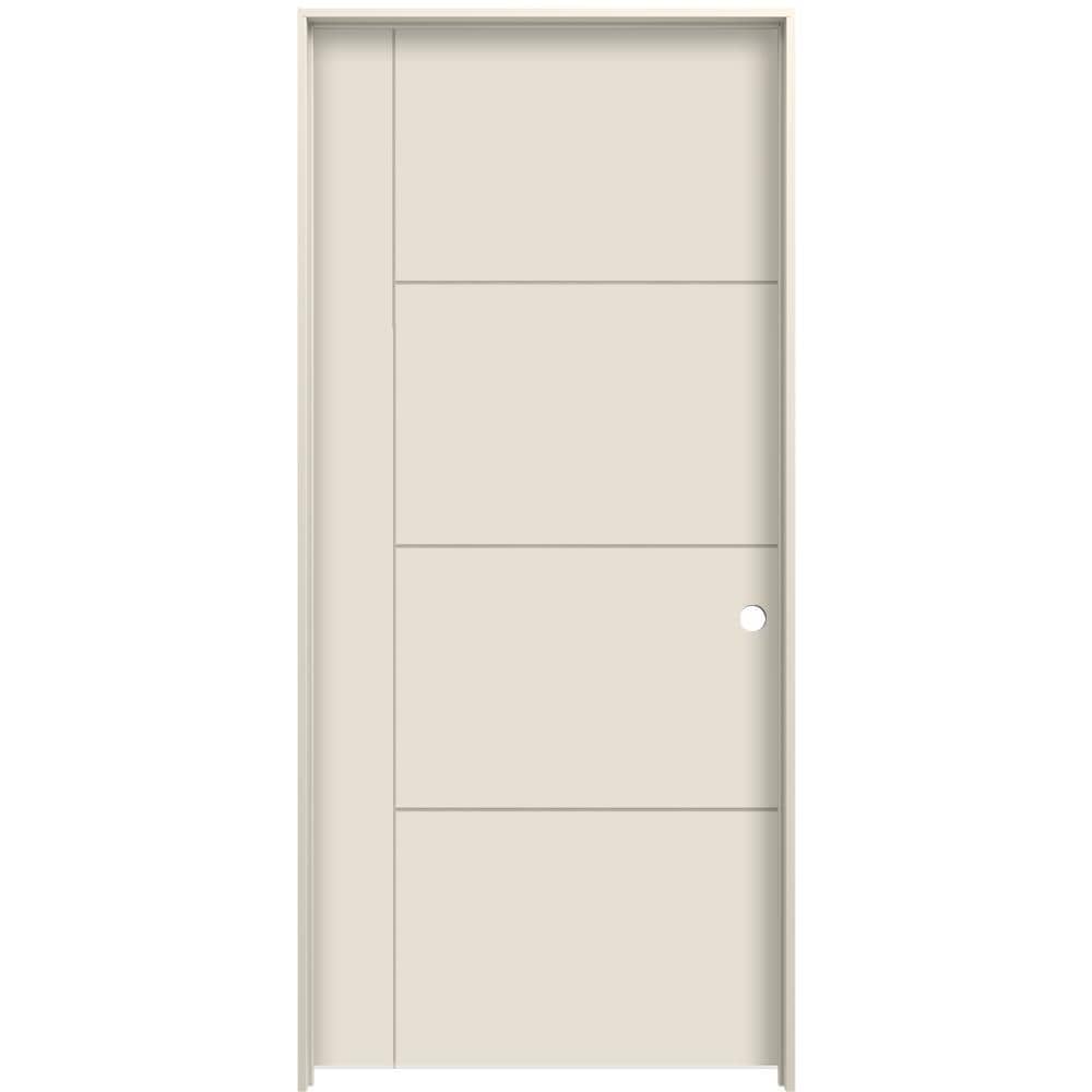 JELD-WEN Studio SL130 32-in x 80-in Primed 5-Panel Square Hollow Core Hardwood/Hardboard Left-Hand Single Prehung Interior Door
