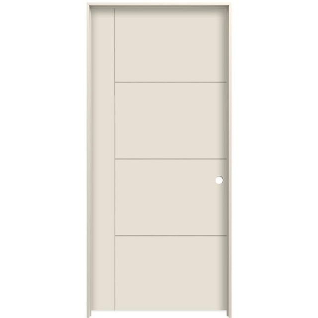 JELD-WEN Studio SL130 32-in x 80-in Primed 5-Panel Square Hollow Core Hardwood/Hardboard Left-Hand Single Prehung Interior Door