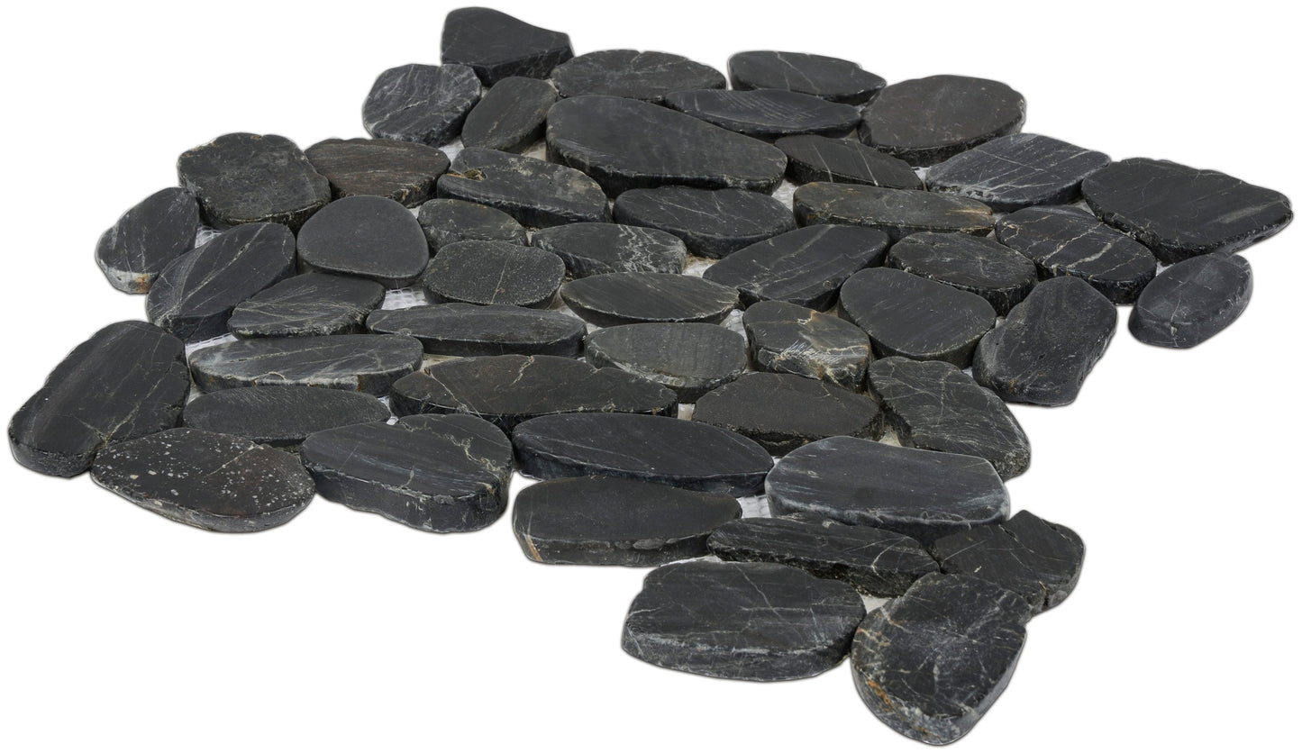 Satori River Rock Black 12-in x 12-in Natural Stone Mosaic Floor and Wall Tile (0.96-sq. ft/ Piece)