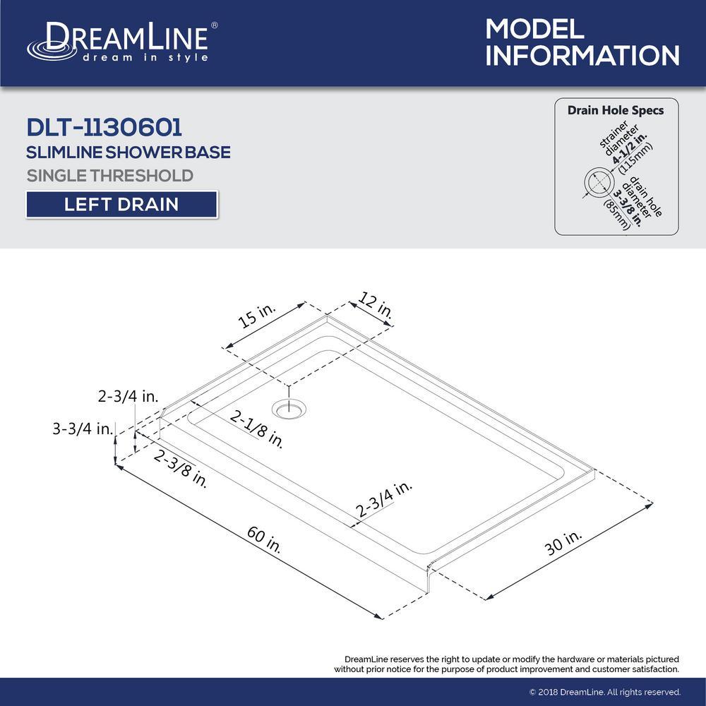 Infinity-Z 30 in. x 60 in. Semi-Frameless Sliding Shower Door in Chrome with Left Drain White Acrylic Base - Super Arbor