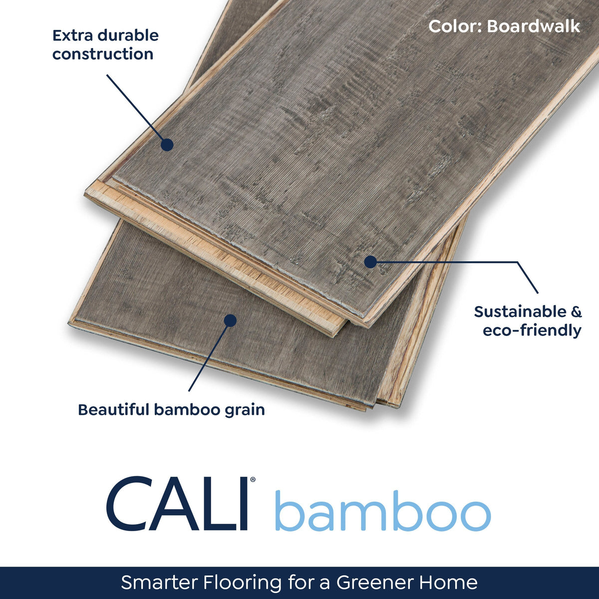 Cali Bamboo Fossilized Boardwalk Bamboo Distressed Engineered Hardwood Flooring, 5.31-in W x 9/16-in T x 72-in L (21.5-sq ft/Carton)