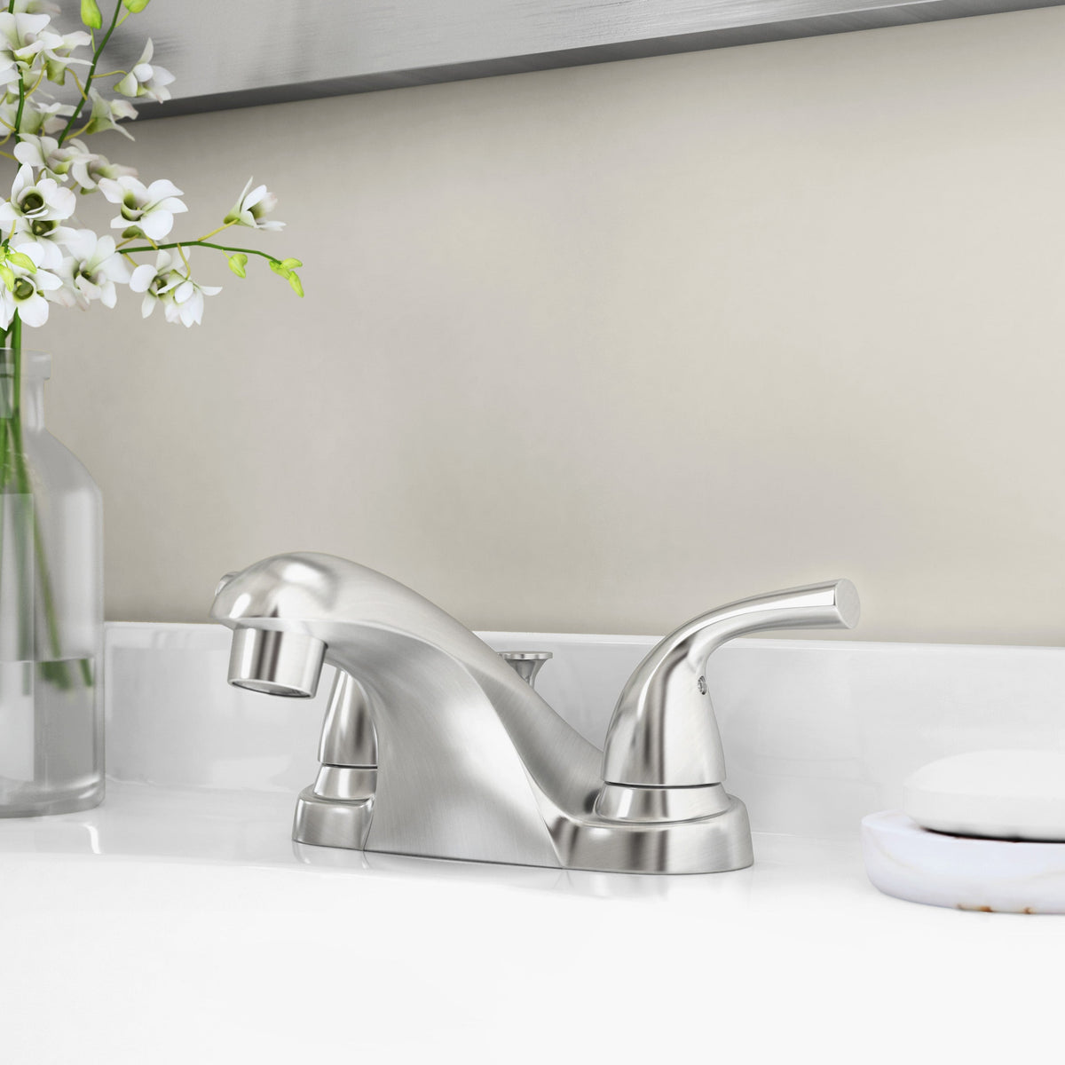 Delta Foundations Chrome 2-Handle 4-in Centerset WaterSense Bathroom Sink Faucet with Drain, B2515LF-PPU-ECO