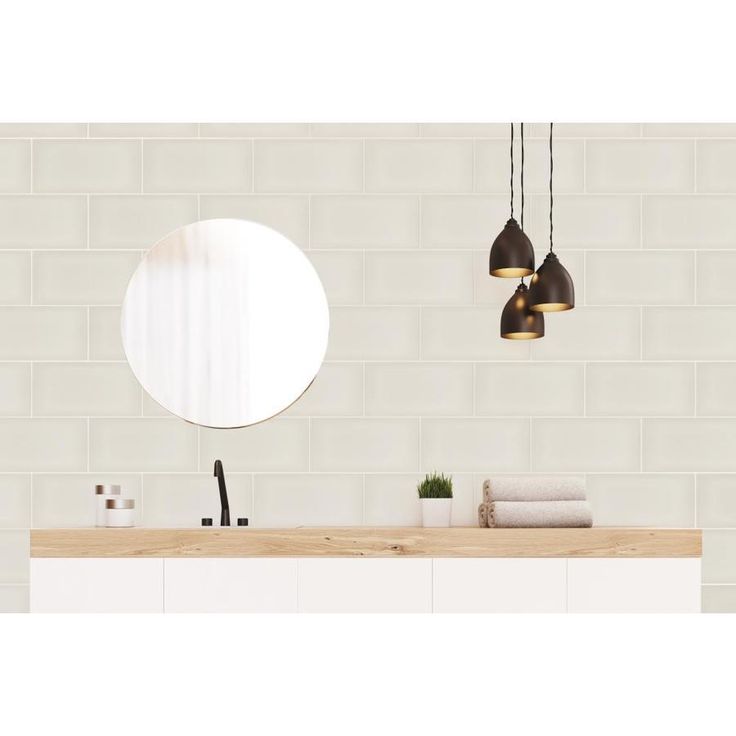 Emser Ombre 16-Pack Ivory 6-in x 12-in Glazed Ceramic Subway Wall Tile