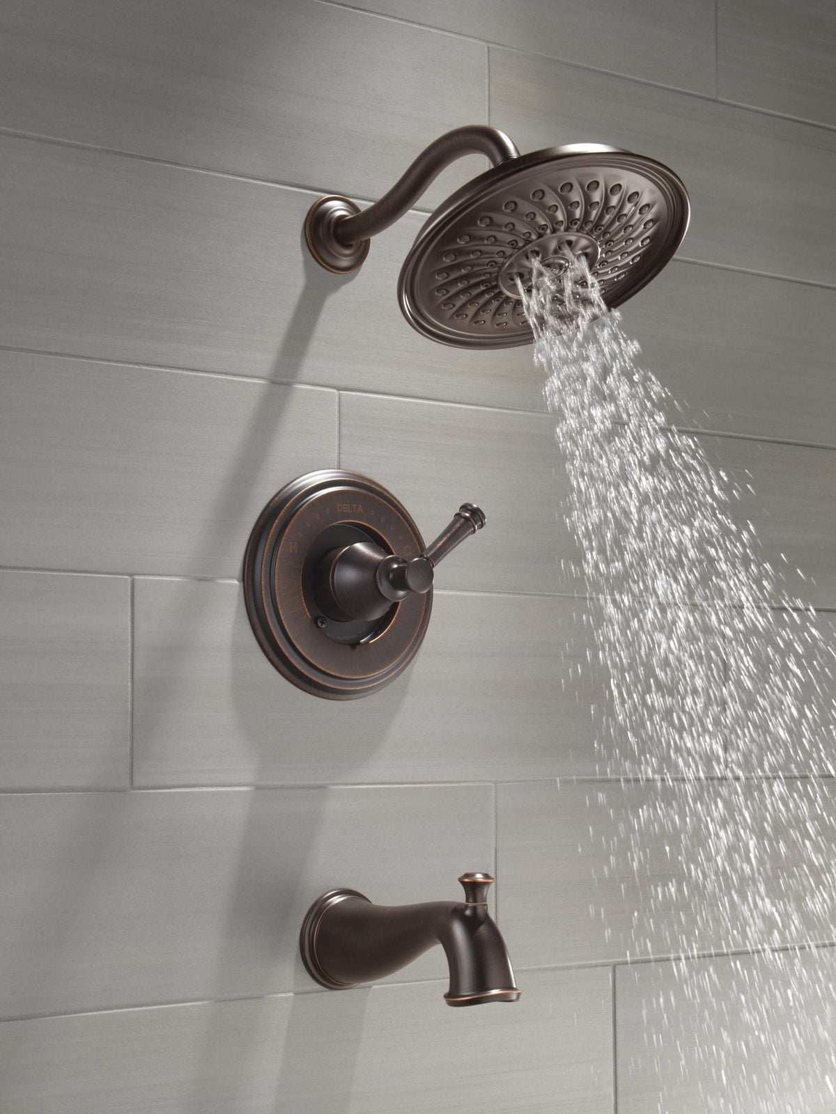 Delta Valdosta with H2Okinetic Technology 1-Handle Bathtub and Shower Faucet with Valve, Venetian Bronze, 8.25-in Round Showerhead