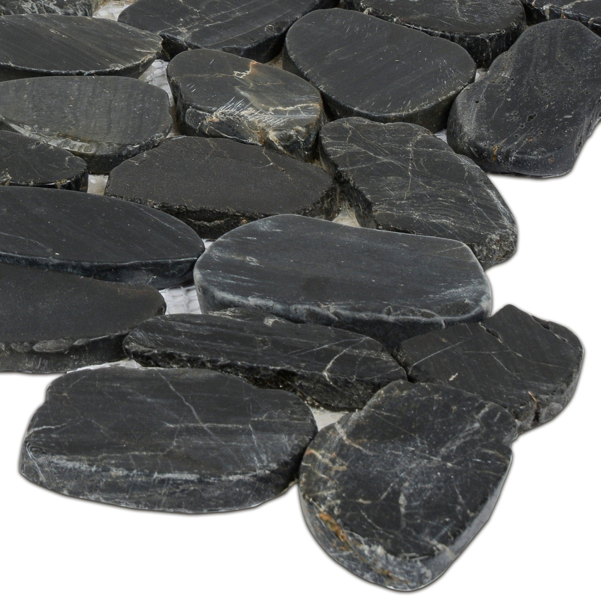 Satori River Rock Black 12-in x 12-in Natural Stone Marble Pebble Floor and Wall Tile (0.96-sq ft Piece)