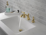 Delta Bayside Polished Brass 2-Handle Widespread WaterSense Bathroom Sink Faucet with Drain
