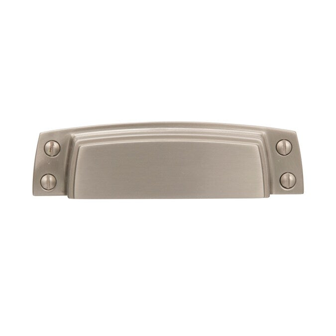 Amerock Highland Ridge 3-1/2-in (89mm) Center to Center Satin Nickel Rectangular Cup Drawer Pull