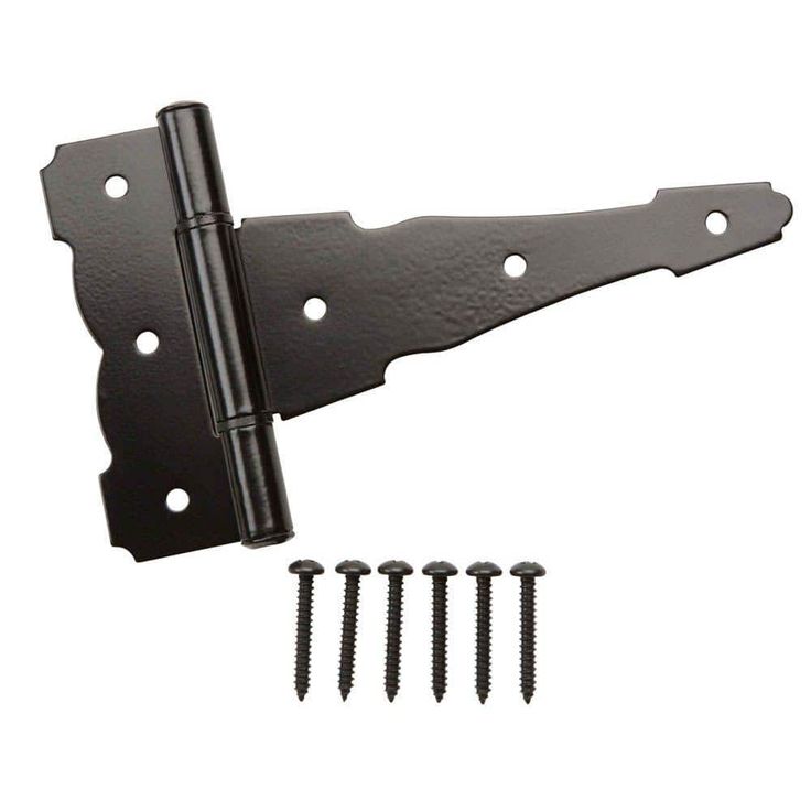 Everbilt 6 in. x 4-1/4 in. Black Decorative Gate Tee Hinge