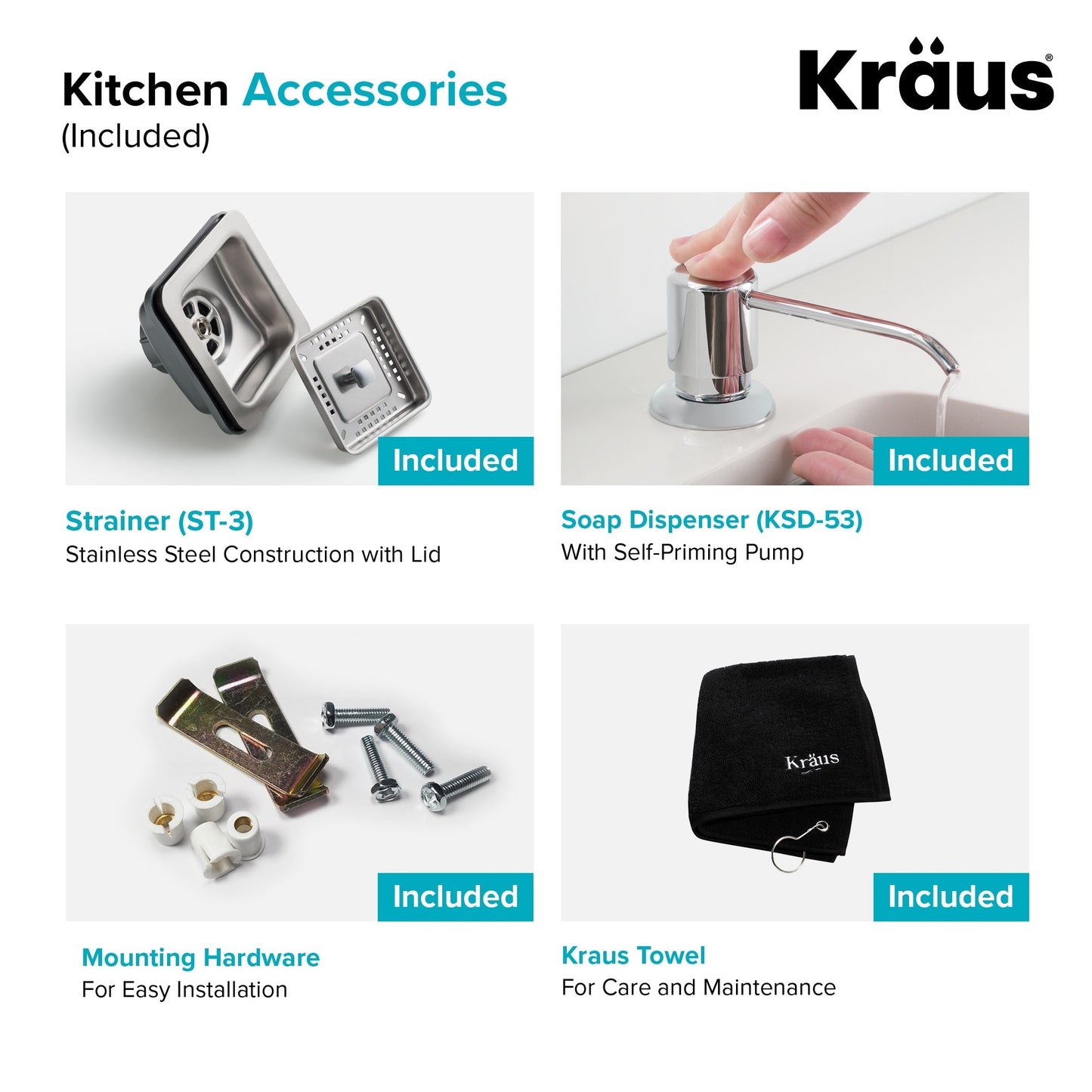 Kraus Stainless Steel Undermount Laundry Sink with Drain and Faucet
