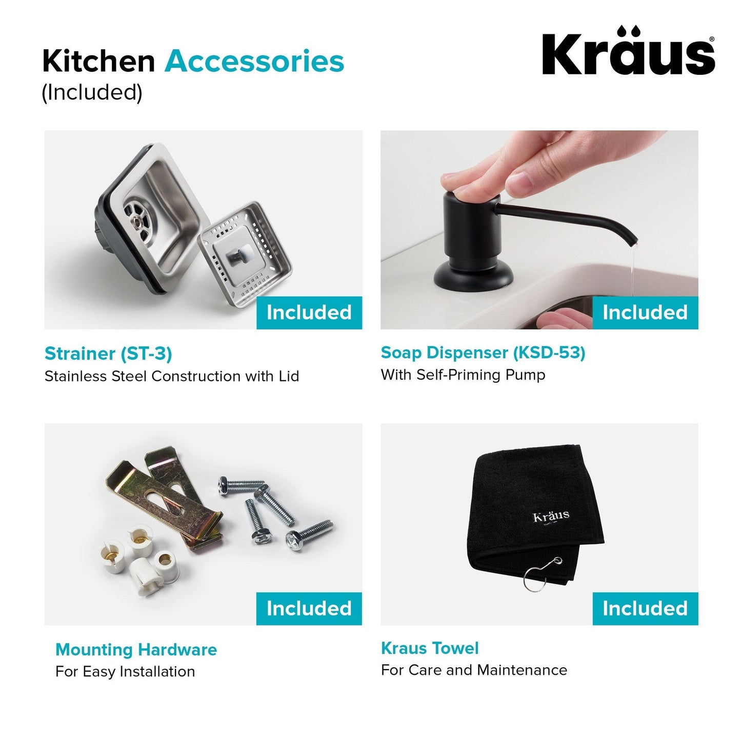 Kraus Stainless Steel Undermount Laundry Sink with Drain and Faucet