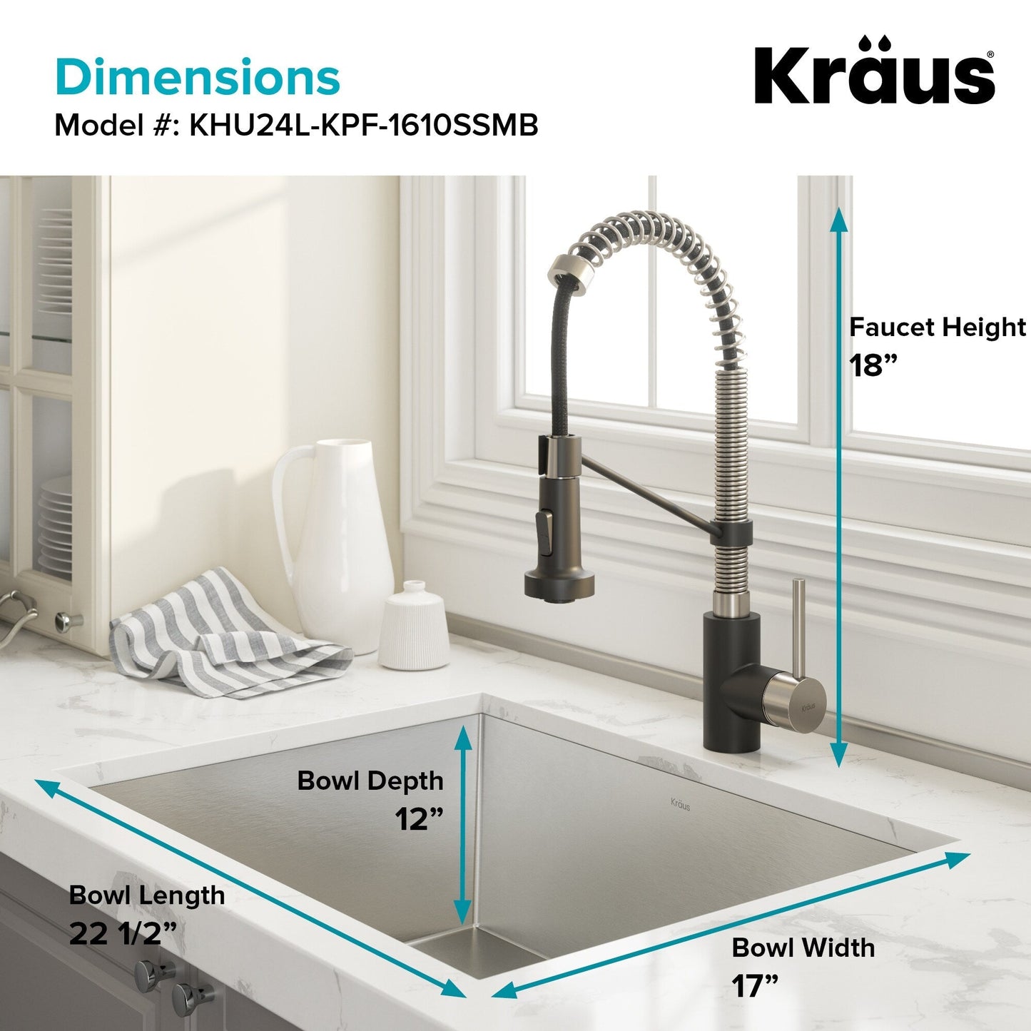Kraus Stainless Steel Undermount Laundry Sink with Drain and Faucet