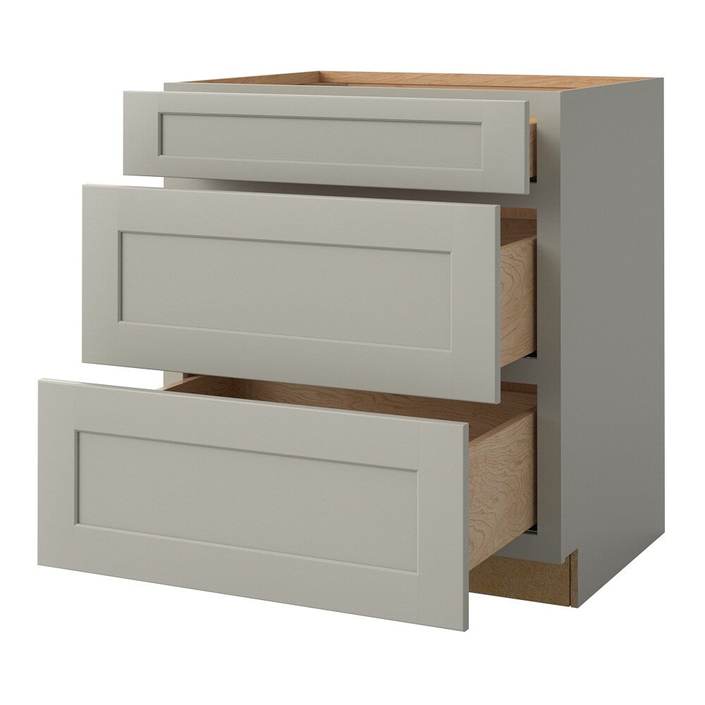 allen + roth Stonewall 36-in W x 34.5-in H x 24-in D Stone 3-Drawer Base Fully Assembled Cabinet (Flat Panel Style)