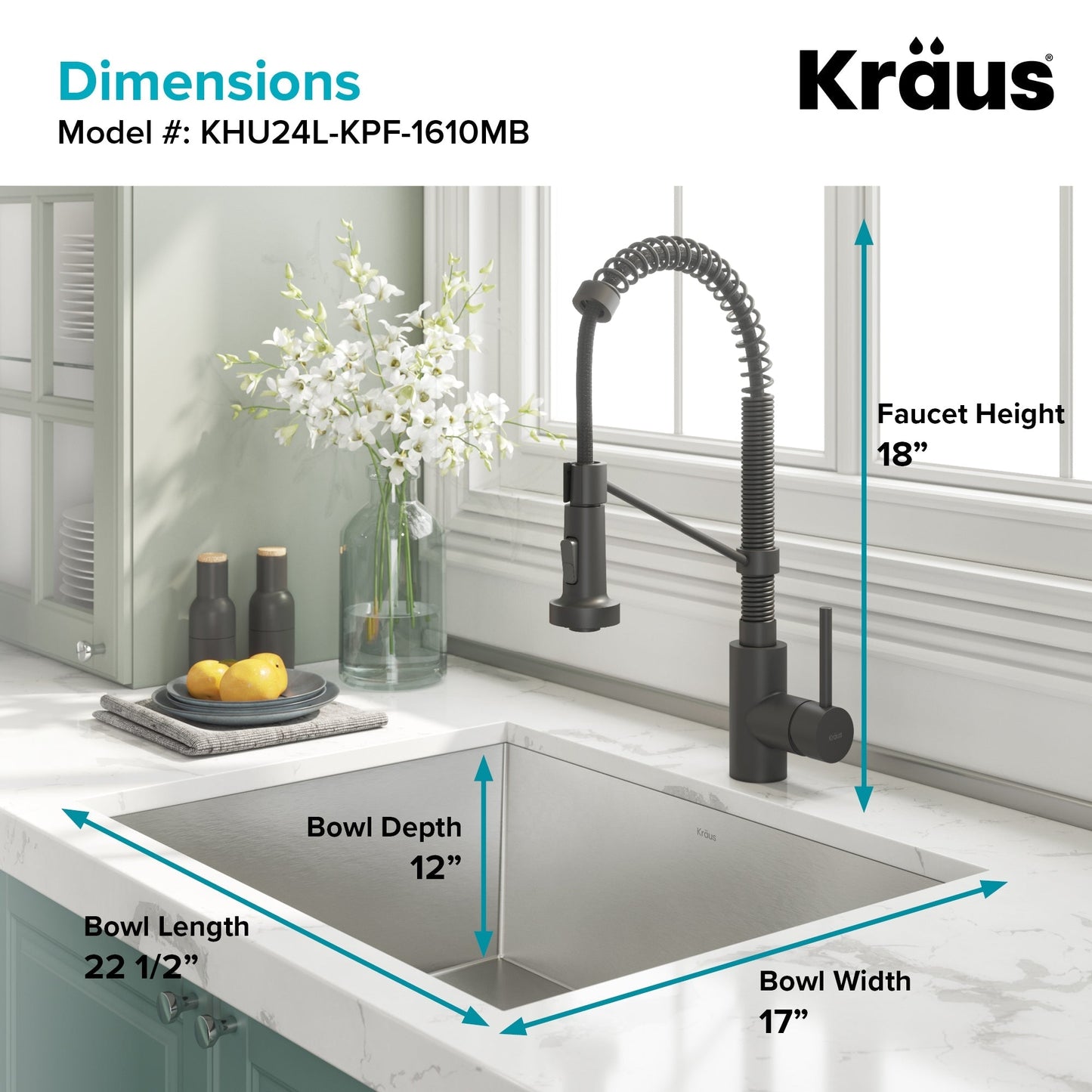 Kraus 18.5" x 24" Stainless Steel Undermount Laundry Sink with Faucet