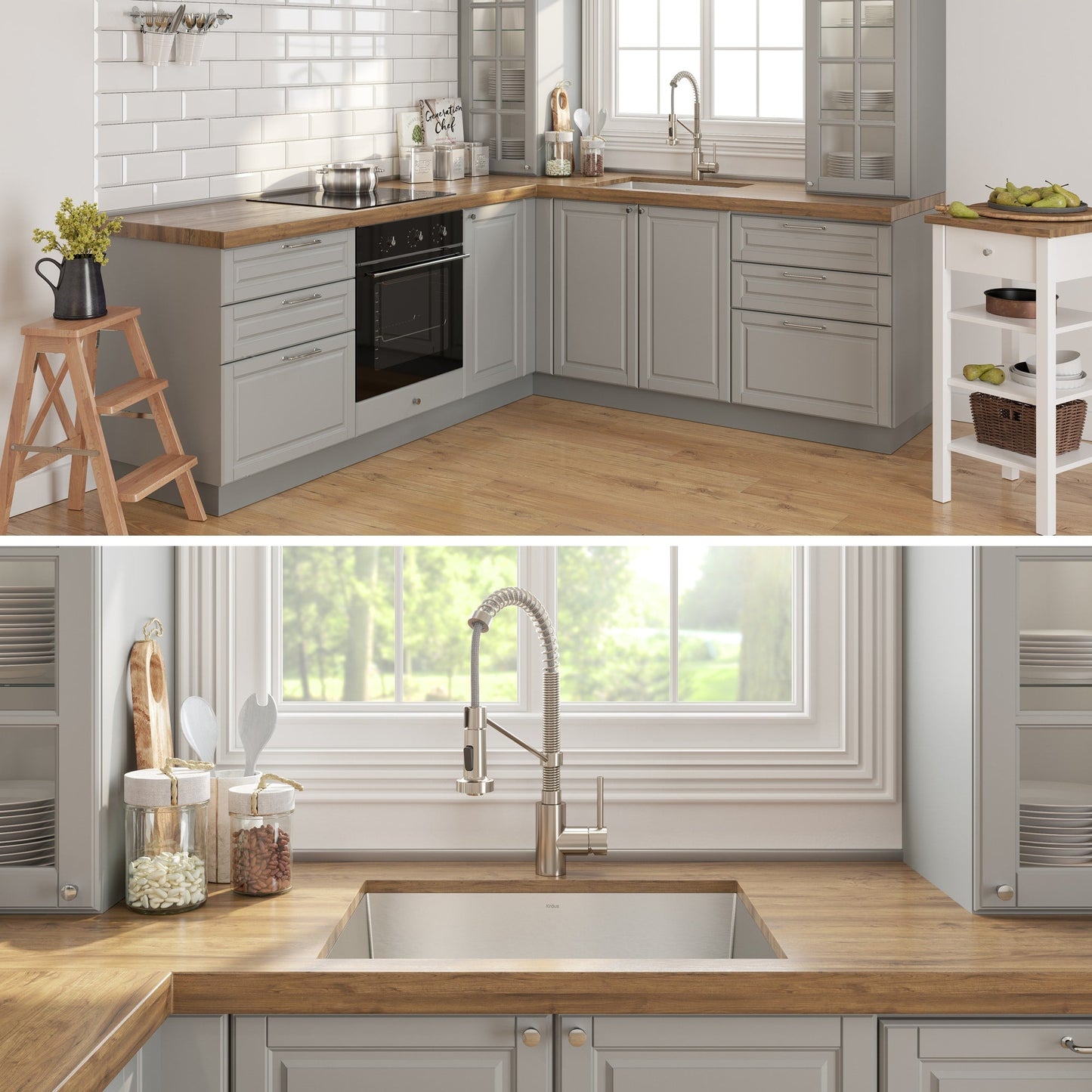 Kraus Stainless Steel Undermount Laundry Sink with Drain and Faucet - 18.5x24 In.