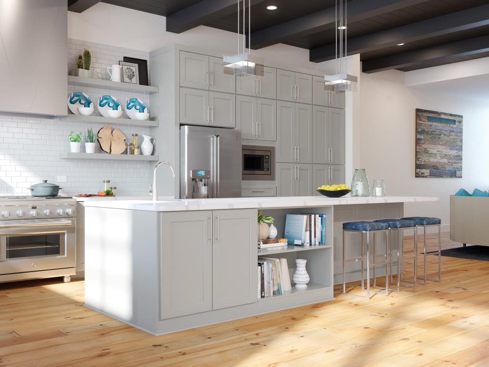 allen + roth Stonewall 24-in W x 34.5-in H x 24-in D Stone 1-Drawer Base Fully Assembled Cabinet (Flat Panel Shaker Style)