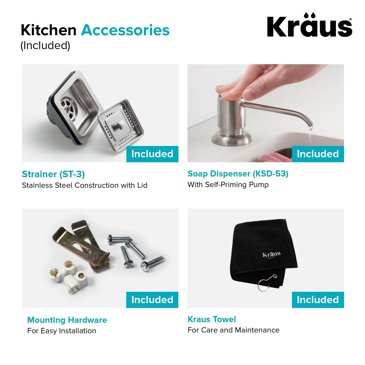 Kraus Stainless Steel Undermount Laundry Sink with Faucet and Drain