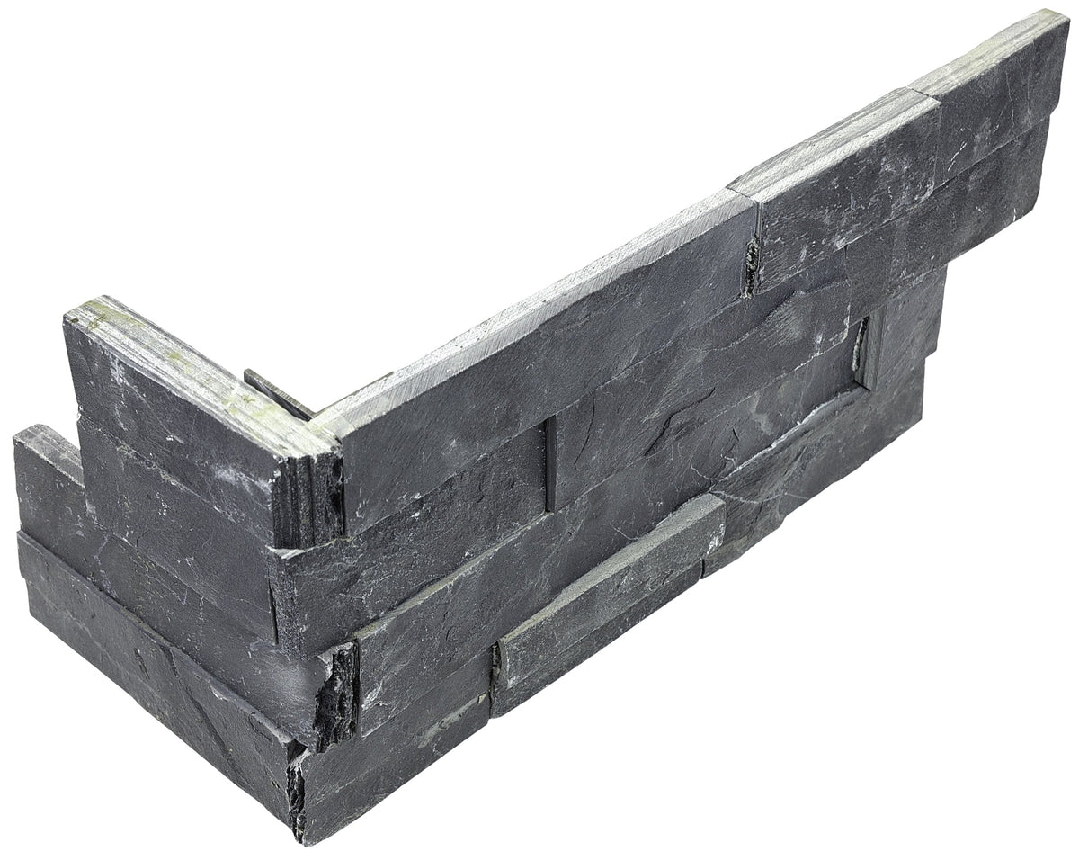 Satori Charcoal Ledgestone Corner 6-in x 18-in Natural Slate Wall Tile, 4.4-sq ft Carton