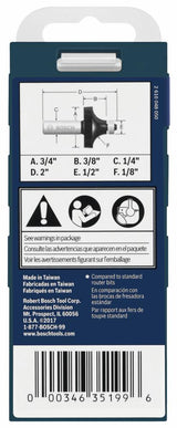 Bosch 1/8-in Carbide-Tipped Roundover Router Bit, 1/4-in Shank, 3/4-in OD
