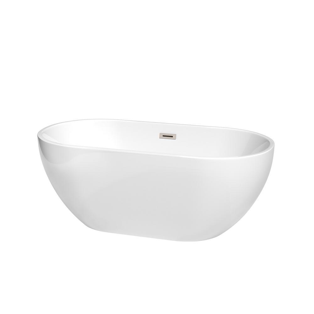 Brooklyn 60 in. Acrylic Flatbottom Bathtub in White with Matte Black Trim - Super Arbor