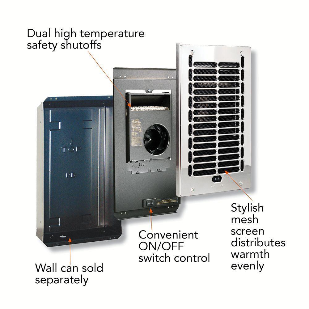 RBF Series 1000-Watt 120-Volt Electric Fan-Forced In-Wall Bath Heater Chrome - Super Arbor