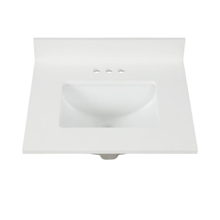 25 in. W x 22 in. D x 0.75 in. H Quartz Vanity Top in Snow White with White Basin - Super Arbor