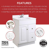 Wyndham 24 in. W x 18 in. D Unassembled Bath Vanity Cabinet Only in White Semi-Gloss