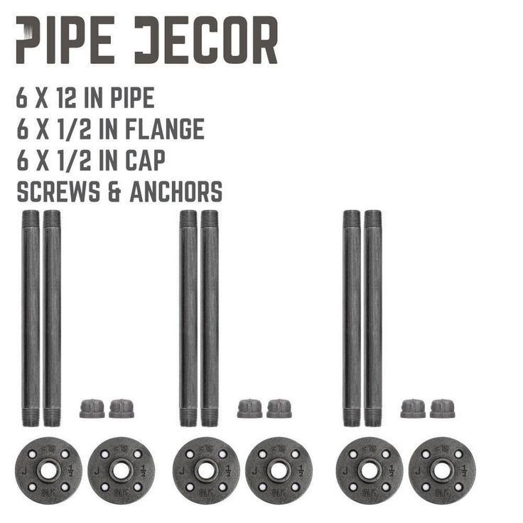 1/2 in. Black Pipe 12 in. L Wall Mounted Shelf Bracket Kit (6-Pack)