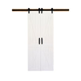36 in. x 84 in. Board and Batten Primed Solid Wood Split Barn Door with Hardware Kit - Super Arbor