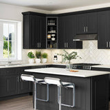 Home Decorators Collection Grayson 27 in. W x 24 in. D x 34.5 in. H Assembled Plywood Sink Base Kitchen Cabinet in Deep Onyx with Soft Close