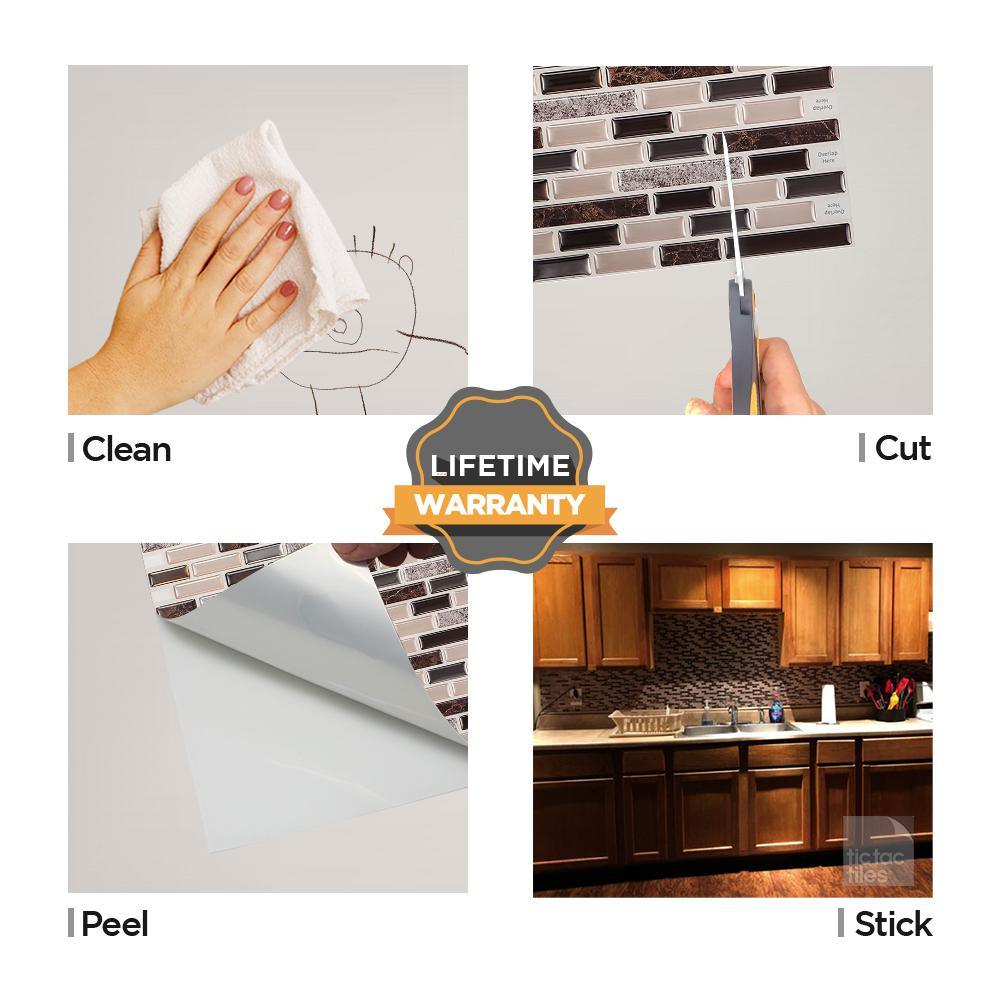 Como Crema 12 in. W x 12 in. H Peel and Stick Decorative Mosaic Wall Tile Backsplash (10-Tiles) - Super Arbor